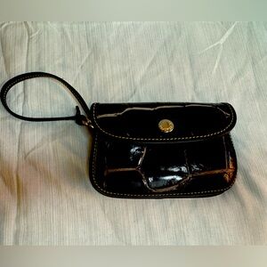 Dooney & Burke Croc Embossed Purple/white black Small Leather Wristlet